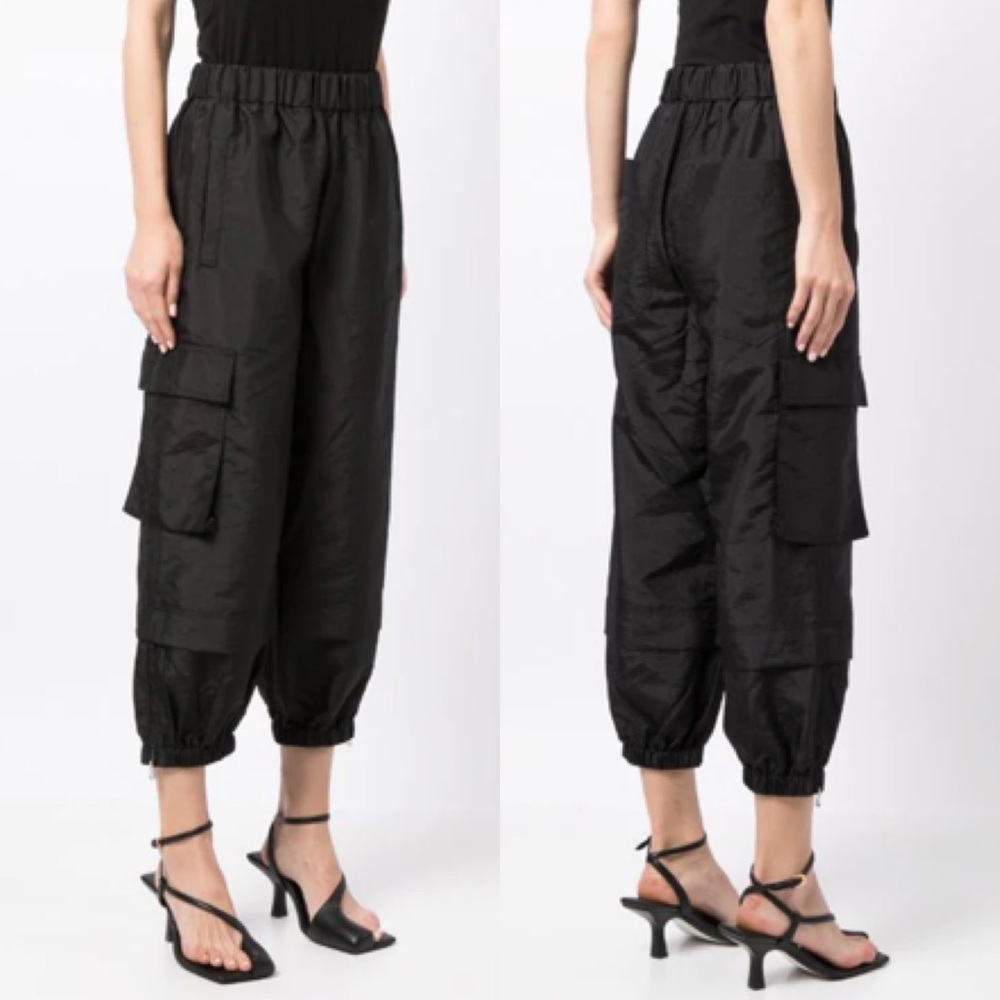 Tibi Crispy Nylon Pull On Wilt Jogger in Black Size Large Reg Length